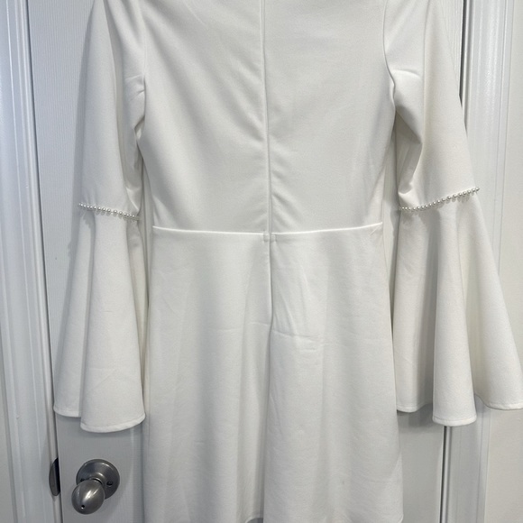 Lulus white long sleeve dress with pearl neckline - Picture 3 of 6